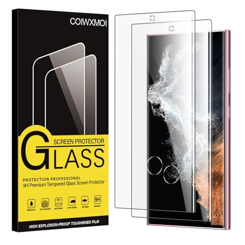 Coiwxmoi 2 Piezas Protector Pantalla Para Samsung Galaxy S22 Ultra 5G Cristal Templado Dureza 9H Antiarañazos Antihuellas Sin Burbujas Ultra HD Transparente Ultra Resistente Vidrio Película
