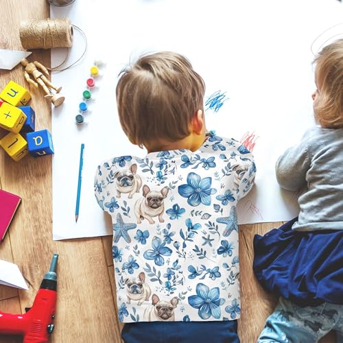 JUNZAN Cute Dogs Seastars Blue Flowers Little Girls Pullover Hoodie Crewneck Kids Pullover Hoodie Athletic 4T 6