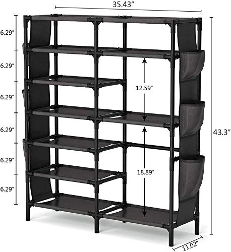 Image of COROID Digital Printed Multipurpose 6 Shelve Wardrobe,Foldable,Collapsible Fabric Wardrobe Organizer for Clothes Drawers Portable Wardrobe Clothing Space Saving Wardrobe (9-Layer, Black)