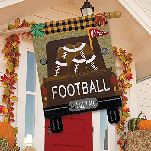 Football Truck Burlap Fall House Flag Pickup Sports 28" X 40" Briarwood Lane #TOP2
