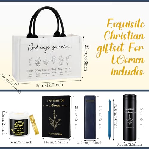 Image of Thenshop 6 Pcs Christian Gift Set for Women Faith, Inspirational Religious Gifts for Women, Catholic Christmas Birthday Gifts for Women Friends, Mother, Sister, Wife(Black,Bible)