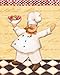 Gango Home Décor Set of 4 Happy French Chef Kitchen Prints Le Chef Cook by Daphne Brissonnet 8x10