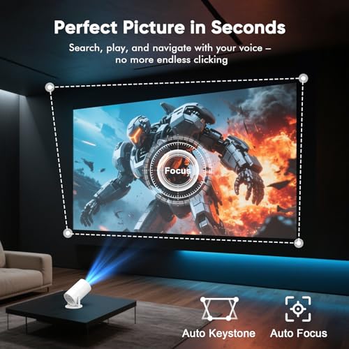 Image of [ Built-in Google TV & Voice Control] WISHOLY Mini Projector with WiFi and Bluetooth, Built-in Streaming Apps, Portable Movie Projector 4K with 180 Rotatable for Outdoor, Home Theater, Movie Night