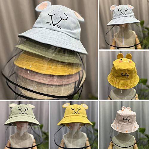 Preisvergleich Produktbild happyhouse009 Gesichtsbedeckung, Gesichtshülle, Transparente Leichte Abnehmbare Kinder Cartoon Sonnenschutz Fisherman Cap Anti-Speichel-Hut Gesichtsbedeckungsmaske Maus gelb