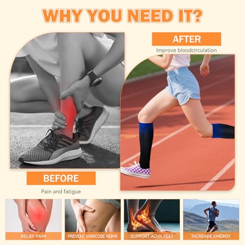 Image of LEOSTEP Compression Socks for Women and Men Circulation, Knee High Stockings Support for Nurses, Cycling, Hiking, Running