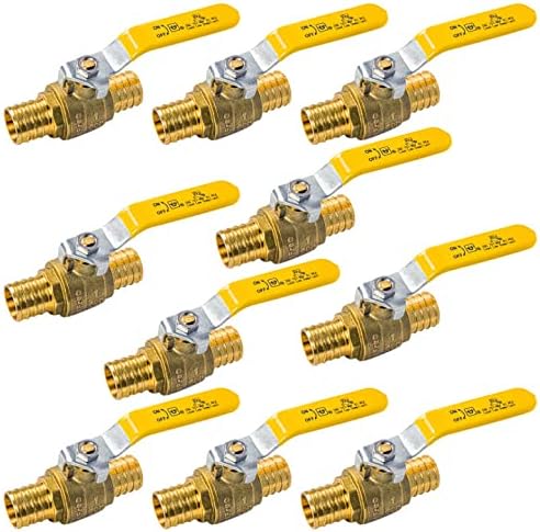 AB 1 Inch X 1 Inch PEX Ball Valve, Full Port Water Stop Shut Off, Water Shut Off Valve(10 Pack)