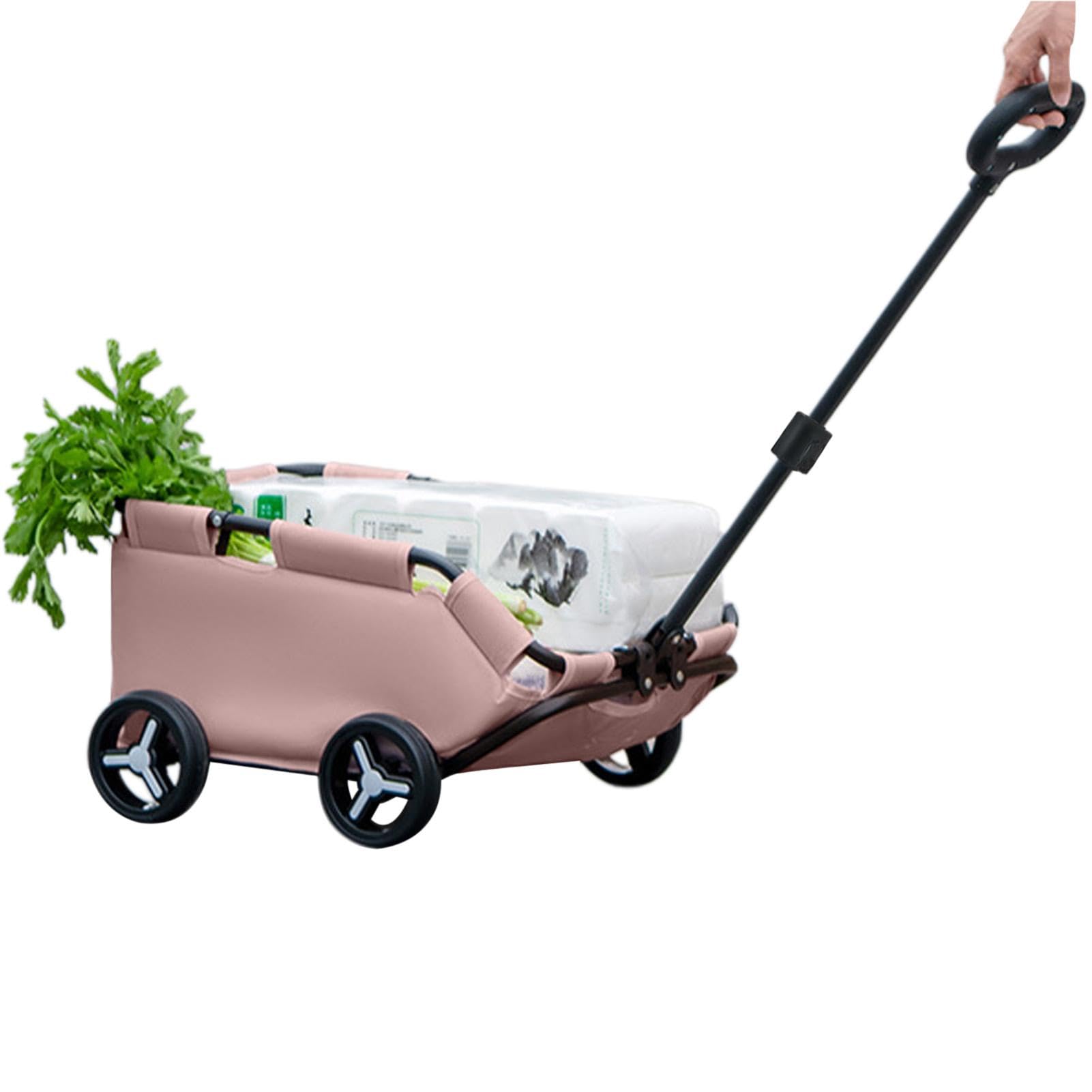 Faltbarer Strandwagen - Strandwagen für Camping, Garten, Hundekäfig | Robuster 4-Rad-Ziehwagen mit geräumigem Innenraum, Leichter Hundewagen für den Lebensmittelgeschäft