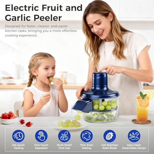 Image of Electric Automatic Grapes Peeler, Efficient Garlic Skin Remover Machine, Rechargeable Multifunctional Small Fruit Peeler Tool Appliance for Grapes, Cherry Tomatoes, Garlic (A2)