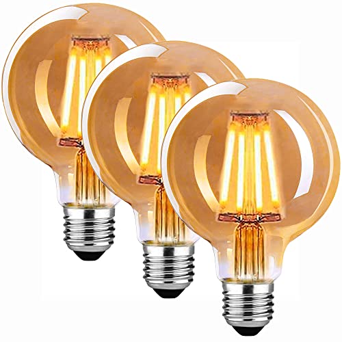 VIVIBEAM Edison Vintage Glühbirne E27, E27 LED Vintage Dimmbar 4W Röhre Wandlampe Retro Lampe LED Röhre Glühbirne Ideal für Wandlampe,Steampunk-Lampen - 3 Stück（G80ZDS）