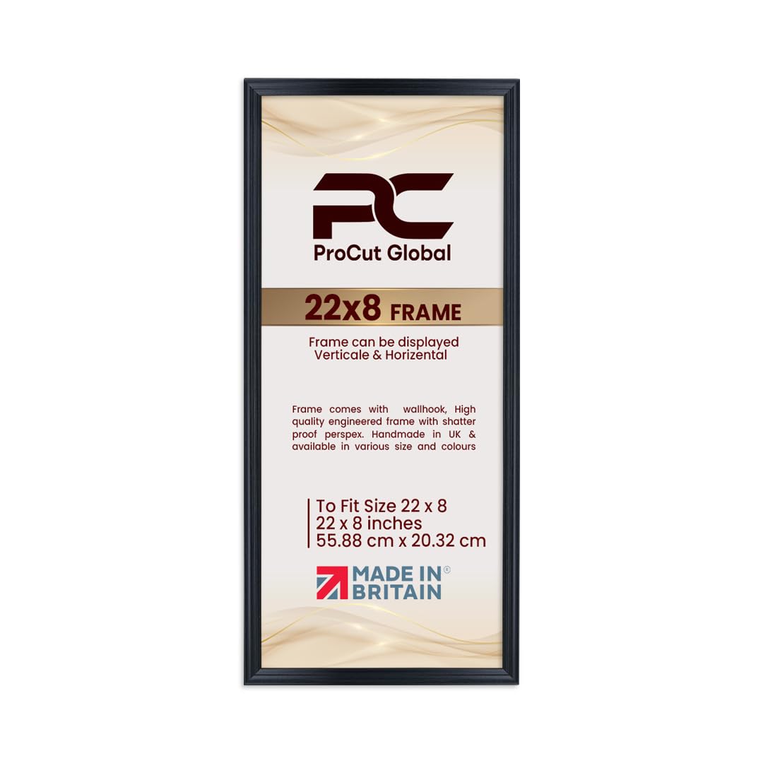 Procut Global 22x8 Black Picture Frames - Classic Wooden Photo Frame with Shatterproof Perspex for Wall or Tabletop - Perfect for Posters, Certificates & Prints - Sizes & Colors Available โ image 1