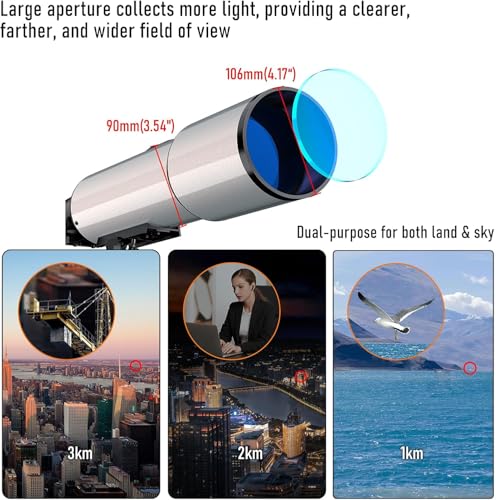 Image of Telescope, GALAEYES 90mm Aperture 500mm, with Stargazing app, Telescope for Adults high Powered, Ideal for Beginner & Adults