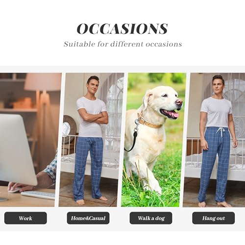 Image of Vulcanodon Mens Cotton Pajama Pants, Lightweight Sleep Pants for Men