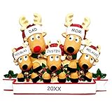 DIBSIES Personalization Station Personalized Cozy Reindeer Family Christmas Ornament (Reindeer Family of 5)