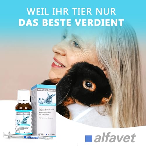 Alfavet RodiCare Appetit für schlecht fressende Nager, Ergänzungsfuttermittel für Kaninchen, Meerschweinchen und Kleinnager, 15 ml mit Dosierspritze