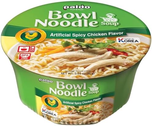 Paldo Fun & Yum Instant Cup Noodle Soup Bowl with Chicken Flavored Broth, Pack of 12, Best Oriental Style Korean Ramyun, Most Loved Korean Noodles, 86g (3.03 oz) (Pack of 12)