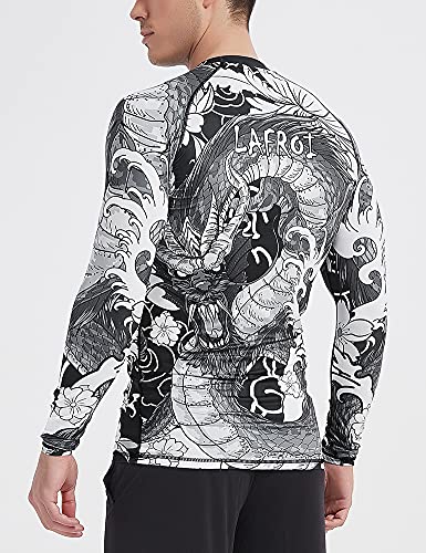 Lafroi Men's Long Sleeve Upf 50+ Baselayer Performance Compression Shirt Rash Guard-Cly08 Dragon Size Xl #TOP4