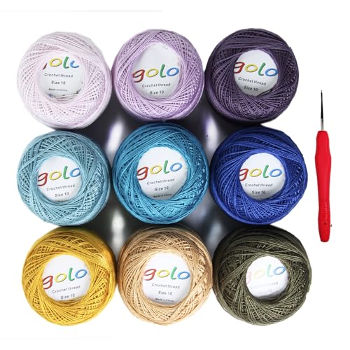 Image of golo Crochet Thread Size 10 Embroidery Thread 10g X 9 Crochet Yarn for Hand Knitting