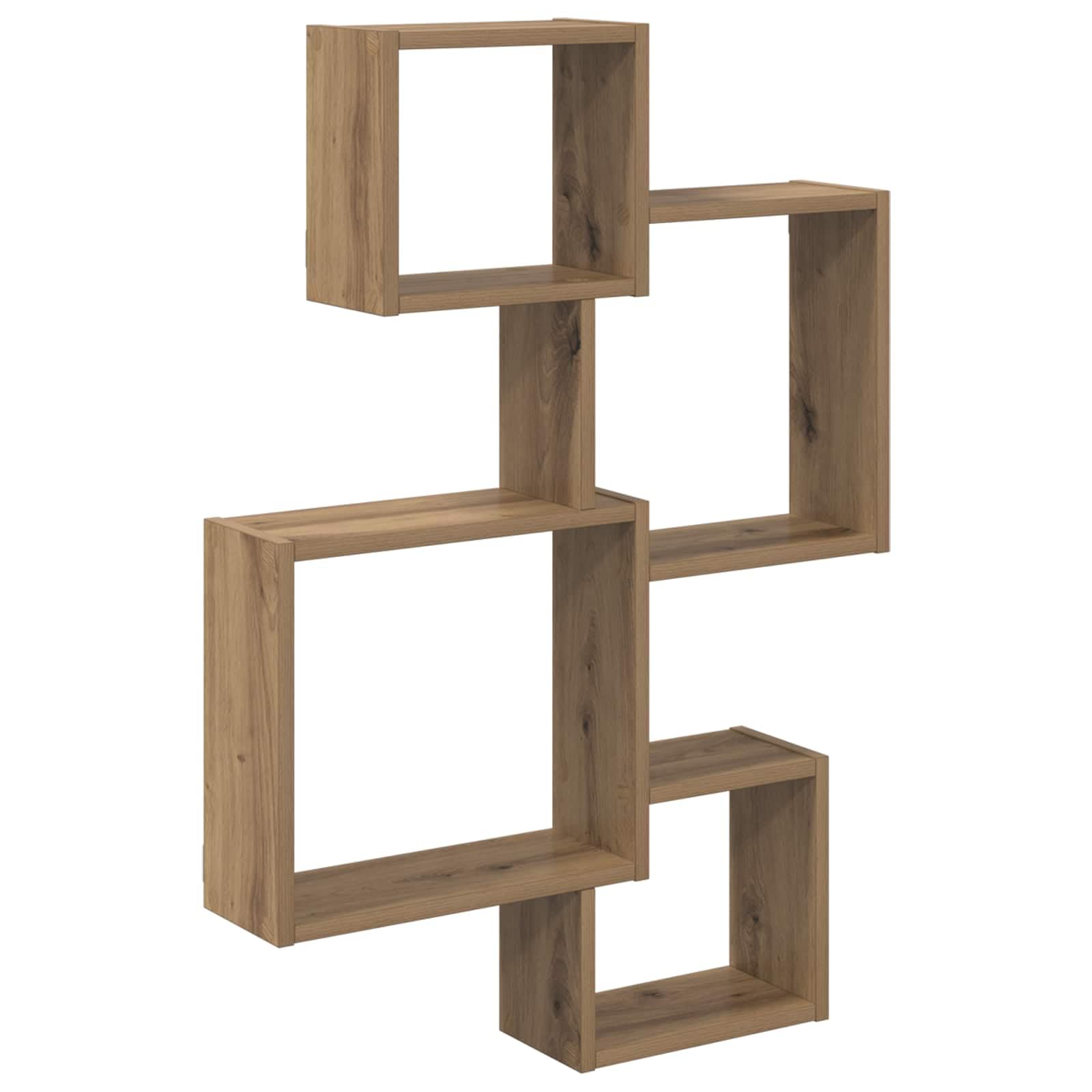 Wandwürfelregale Wandhalterung Braun aus Holzwerkstoff 64 x 13,5 x 91,5 cm, platzsparend, multifunktional, einfach zu montieren, ideal für Wohnzimmer Schlafzimmer Büro und Küche