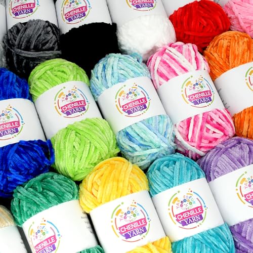 Image of 100g Velvet Chenille Yarn for Crocheting,Turmeric Fluffy Velvet Plush Yarn Thick Soft Chunky Chenille Yarn Baby Blanket Yarn for Crocheting Knitting Beginners（Sapphire Blue）