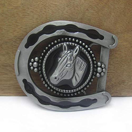 ZHANGWW Wolf Retro Horse Head Horse Shoe Western Jeans Gift Belt Buckle 02049-3 Pewter Finish for Men -Default,a Cover
