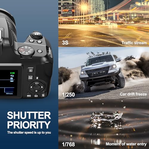 NBD 4K Digitalkamera mit 40X Zoom, 64MP DSLR Kamera für Anfänger in der FotografieCámara Digital, cámaras de Video 4K NBD para fotografía de YouTube Con WiFi, Pantalla IPS DE 3.0 "180 °, (Black) (W2) – Bild 6