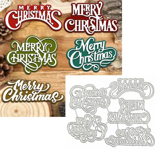 Christmas Layers Words Metal Die Cuts Letter Merry Christmas Frame Festival Cutting Dies Cut Stencils for DIY Photo Decorative Embossing Paper Dies for Scrapbooking Card Making