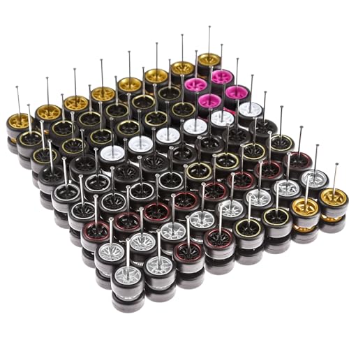 Ylutex 1/64 Wheels Mixed/Random Real Riders Wheels Rims Tires Set for 10 Cars 1/64 Scale (01)