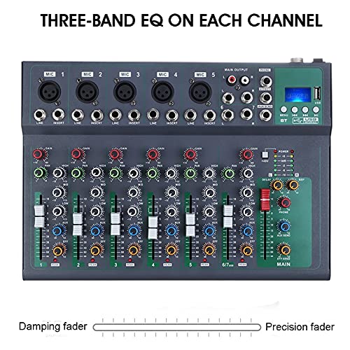 WanuigH Audio-Mixer 7-kanaals Bluetooth Audio Mixer Control DJ-microfoon met LED Digitaal Display Muziekstroom… - Image 4