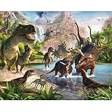 Ofisson Giant (36x24in) Dinosaur 3D Wall Sticker - Realistic Jurassic Decal Illusion Effect Mural 3M Sticker