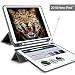 New iPad 9.7 Case 2018 with Pencil Holder,Flexible Soft TPU 6th Generation Case Ultra Slim Trifold Stand Folio Smart Cover for the new 9.7 inch Apple iPad 2018, Grey