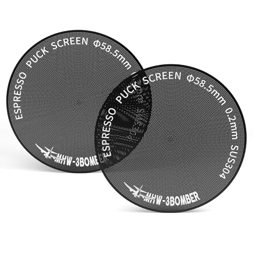 MHW-3BOMBER 58.5mm Espresso Puck Screen 2Pcs, 0.2mm Ultra-Thin Titanium Coated Reusable Coffee Filter, Compatible with 58mm Portafilter Baskets, Durable Metal Espresso Accessory,FG7046B-OS 5