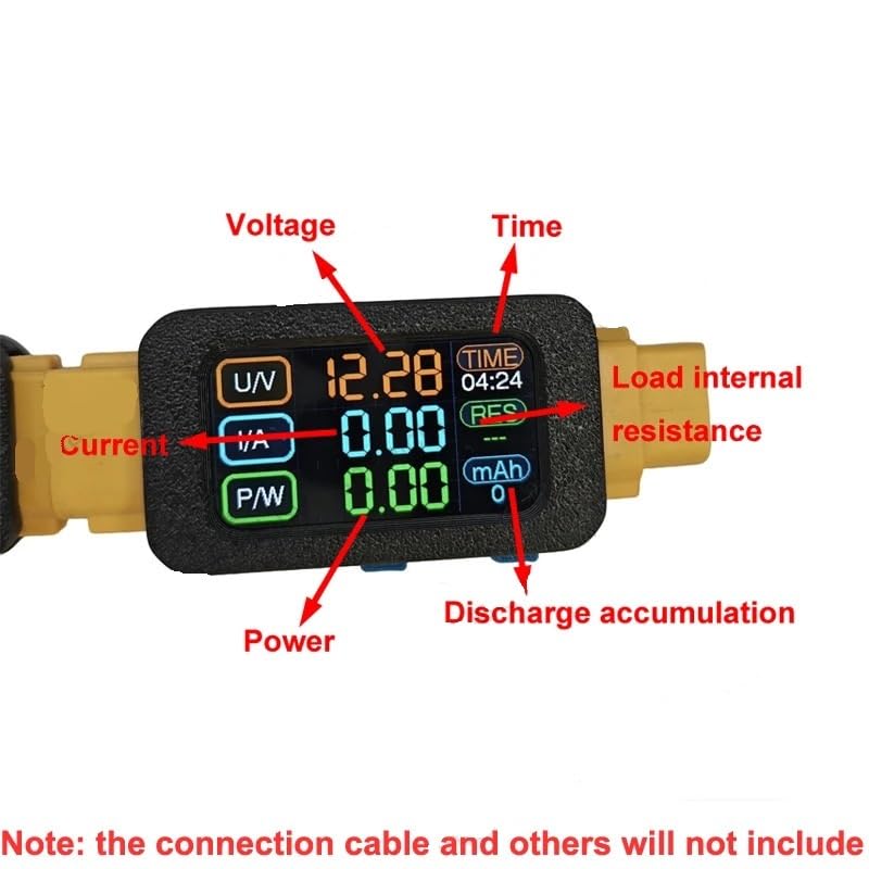 Contatore Energia XT60 Bidirezionale Schermo 1,47 | tensione misurabile max 36V/70V,per monitoraggio energia aereo(Max voltage 36V)