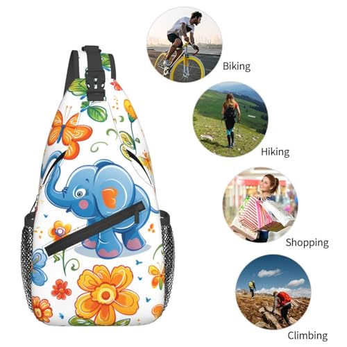 Mochila cruzada unisex estilo Cartoon Elephant Flower miniatura 6