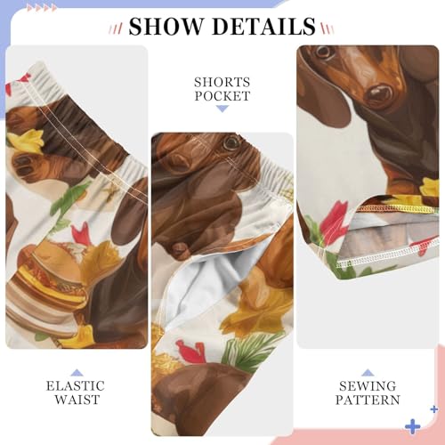 ZZXXB Thanksgiving Dachshund Turkey Boys Long Pants Soft Trousers Elastic Waist Kids Lounge Bottoms with Pockets S-XL4