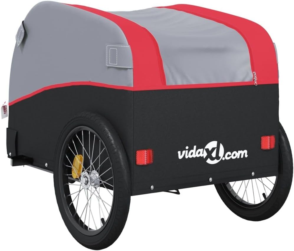 Bike Trailer Black and Bicycle Cargo Trailer Red 99.2 lb Iron, Heavy-Duty Child and Pet Bicycle Trailer, Steel Frame with Bike carts for Cargo Harness, for Toddlers Dogs Outdoor