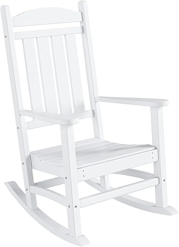 WO Home Furniture - Mecedora de patio para exteriores, HDPE, resistente a los rayos UV, resistente a la intemperie (blanco)