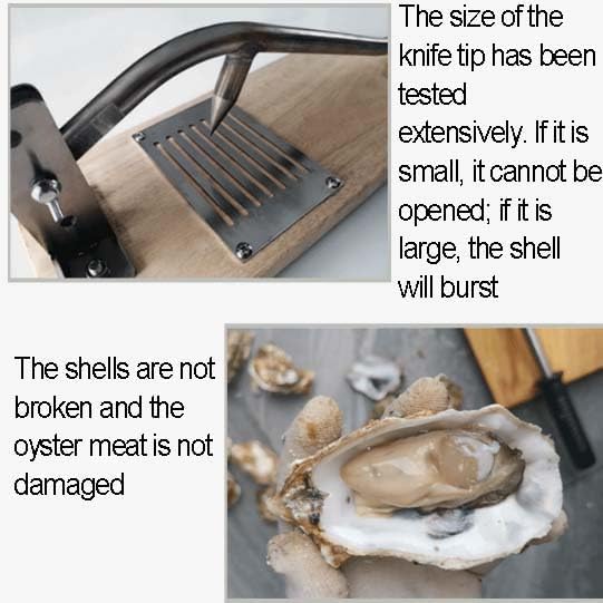 Stainless Steel Oyster Opener Tool - Manual Shell Opener with 3 Size Settings, Bent Lever Design for Easy Opening, Includes 2 Shucking Knives, No Fixing Clip Needed