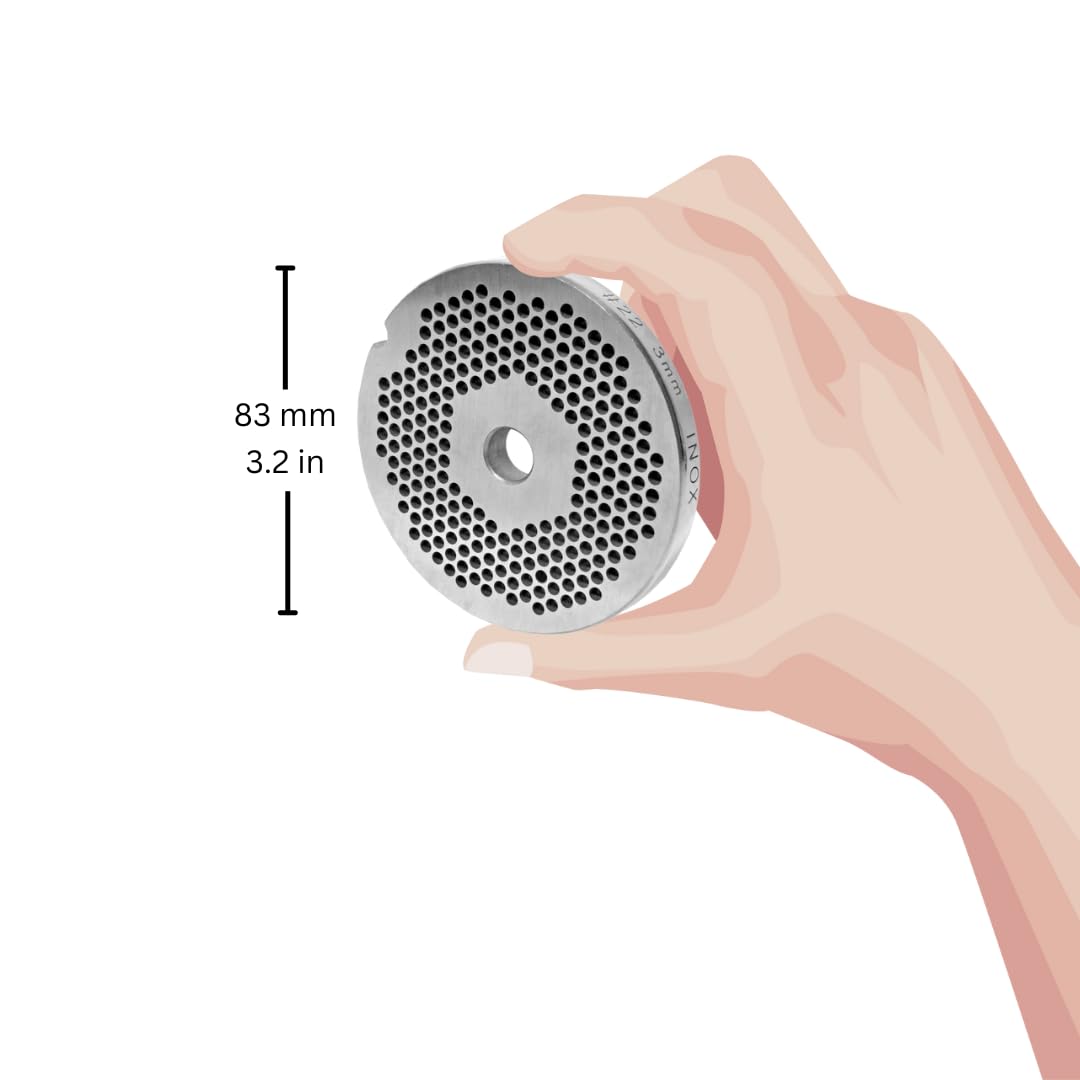 WolfCut Acciaio inox - Disco perforato con mozzo, misura 22 – 2,5 mm, compatibile con tritacarne taglia 22