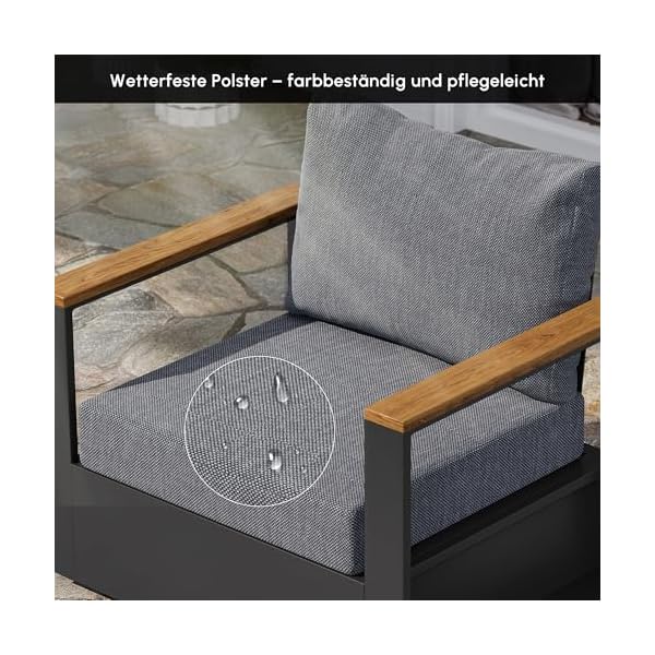Homary Gartenstuhl Hochlehner drehbar Aluminium Grau