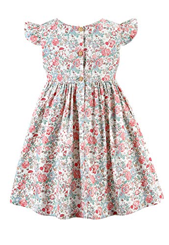Girls' 2T-12 Vintage Floral Print Casual Sundress Cotton Spring Summer Autumn Dress Easter Clothes3