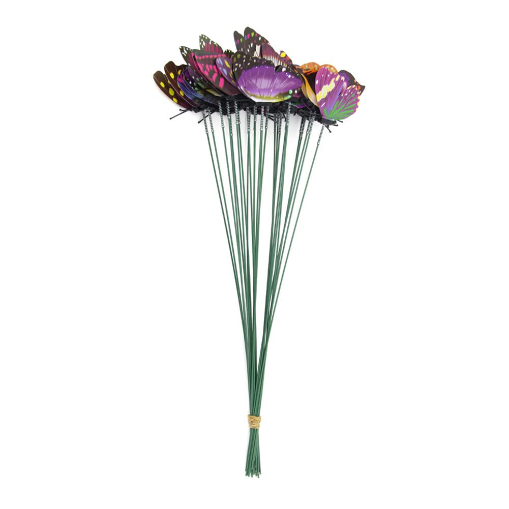 50PCS Garden Butterfly Stakes, Butterfly Decoration Stakes Waterproof Garden Butterfly Picks Ornaments for Indoor Outdoor Christmas Yard Decor, 9.8 Inch