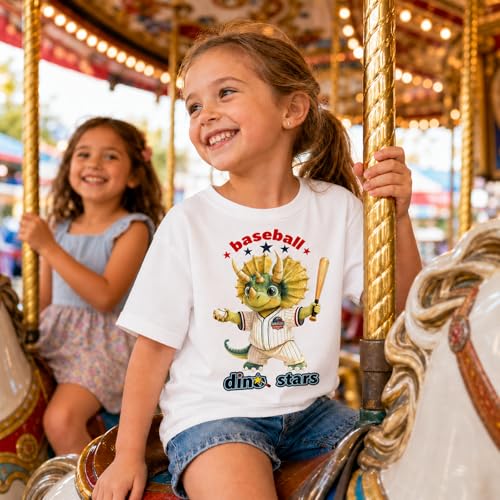 Image of Dinosaur Shirt for Kids Boys Girls Funny Toddler Dino Short Sleeve Graphic Cotton Tee Top 2-7T