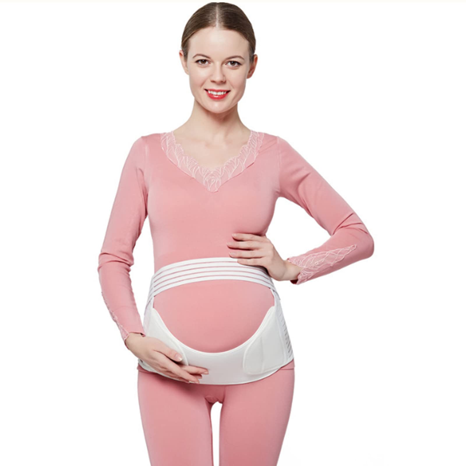 BATLAM 3-in-1-Bauchbänder für Schwangere, Schwangerschaftsstützbandage, atmungsaktiv und verstellbar, weiß, Mutterschaft (M, L, XL)