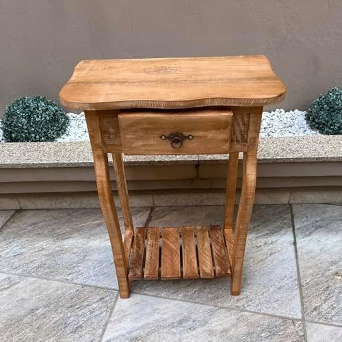 Mesinha de cabeceira de madeira super resistente criadinho rústic...