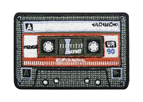 Finally Home Parche con cierre adherente, diseño de casete de los 80 rojos, parches retro, vintage, parche la vieja escuela