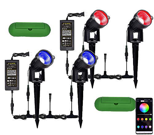 Black Friday - 80% OFF VivaColor RGB LED Landscape Light KIt, APP Controlled, Waterproof, 24v 12 watt Each. Timer, Dimming, Music Sync Programs. Perfect for Highlights, Holidays, Atmosphere.