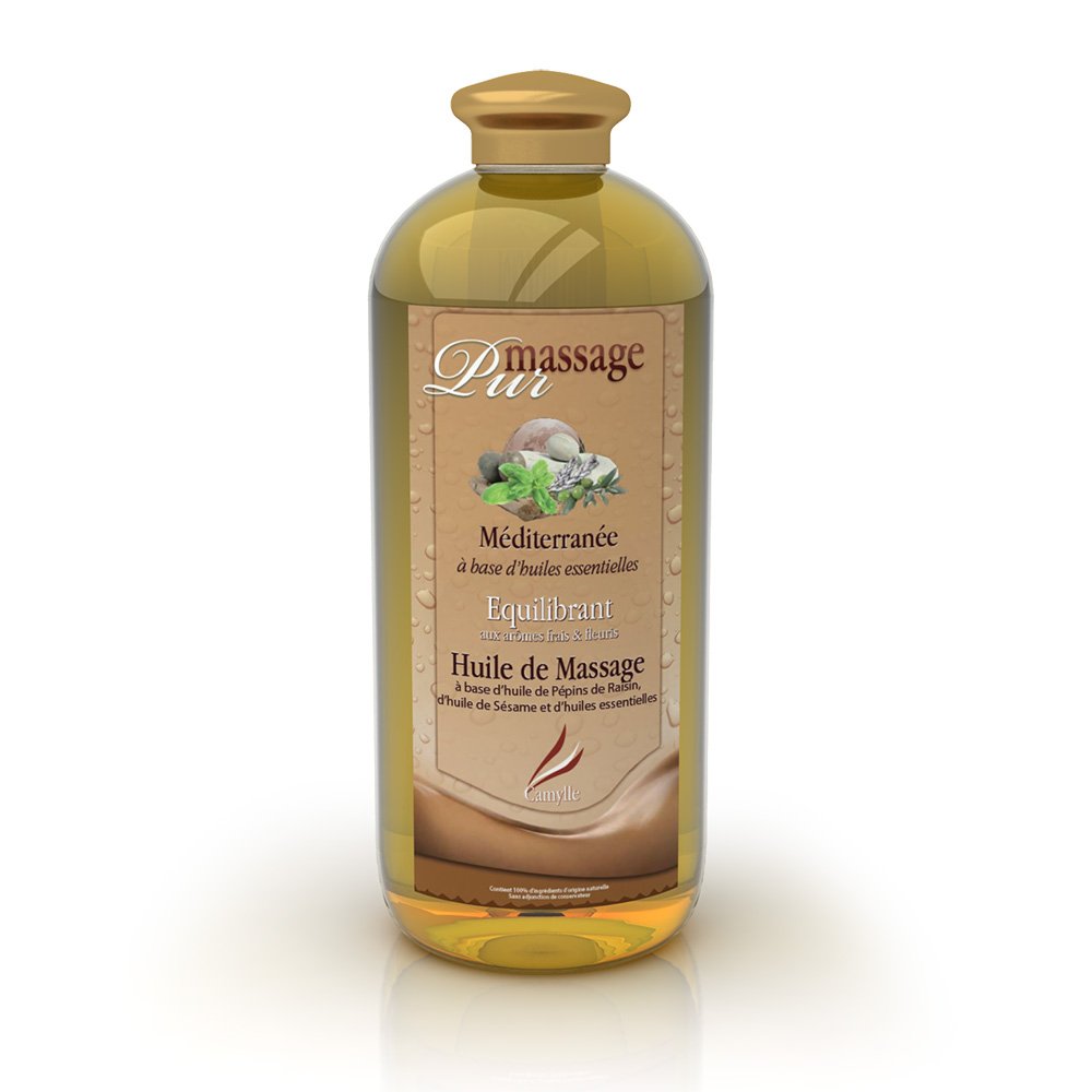 Camylle - Massageöl Méditerranée - Hochwertigen Spa Massageöl - Ausbalancierend Mit frischen und blühenden Aromen - 1000ml