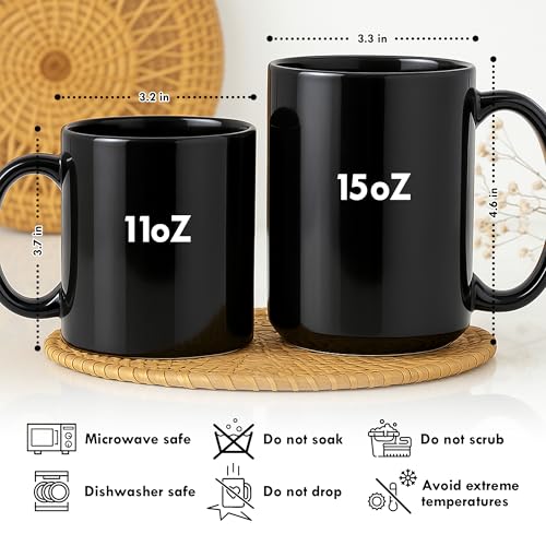 Taza de café cerámica negra 15 oz reusable miniatura 2