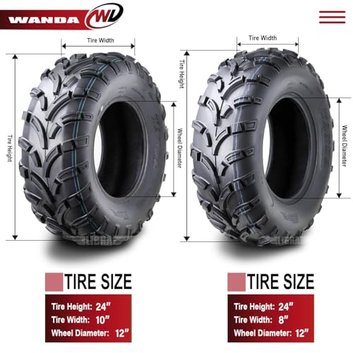 Image of WANDA ATV Tires 24x8-12 Front & 24x10-12 Rear /6PR Lit Mud