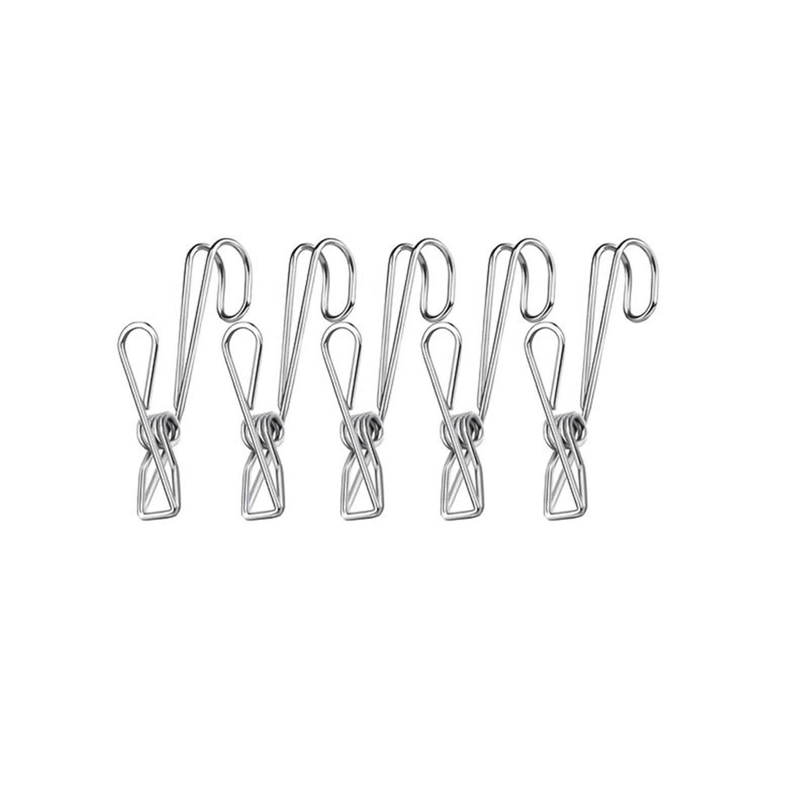 Clothes Pegs 30pcs Stainless Steel Clothes Pegs Laundry Storage clip Hooks Photo Clip Bathroom Clothespins Towel Clip Kitchen Organizer Holder Rack